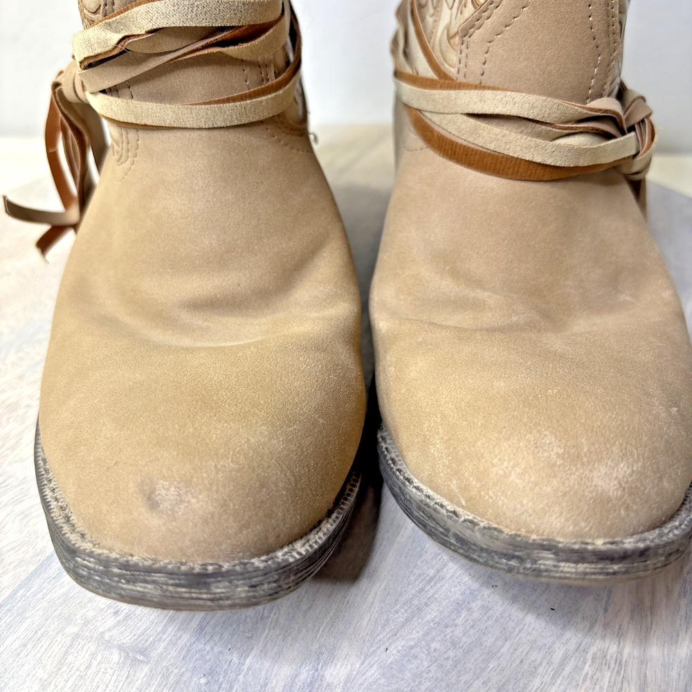 Dingo Western Ankle Boots Womens Size 7.5 Tan Leather Embroidered Cowboy - Picture 4 of 9